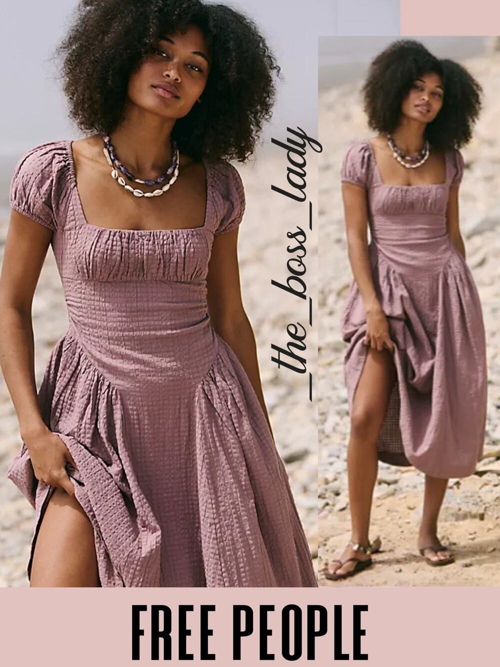 Free People Free-est midi dress pleated cotton smocked boho Small